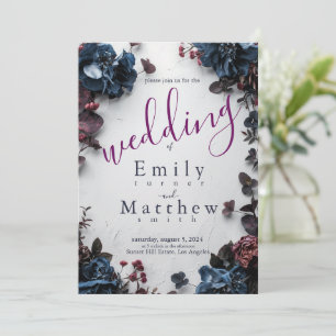 Deep Woodland Romance Wedding Einladung