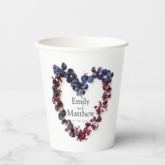 Deep Woodland Romance Wedding Pappbecher (Vorderseite)