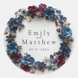 Deep Woodland Romance Wedding Runder Aufkleber