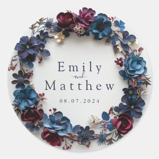 Deep Woodland Romance Wedding Runder Aufkleber (Vorderseite)