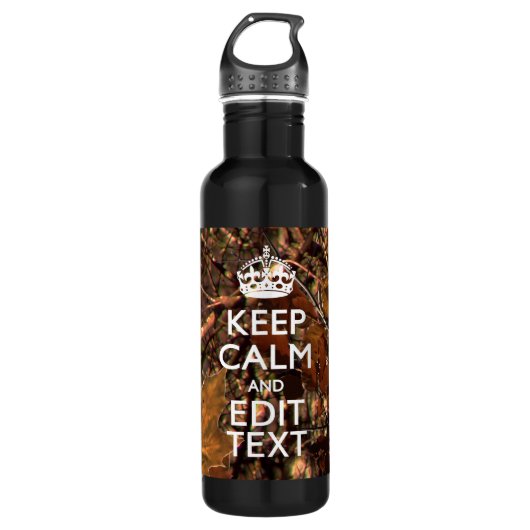 Deep Woods Camouflage Behalt Ruhe deinen Text! Edelstahlflasche (Vorderseite)