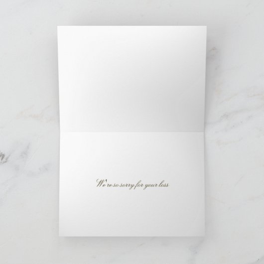 "Deepest Beileid" White Hydrangea Card Karte (Innenseite)