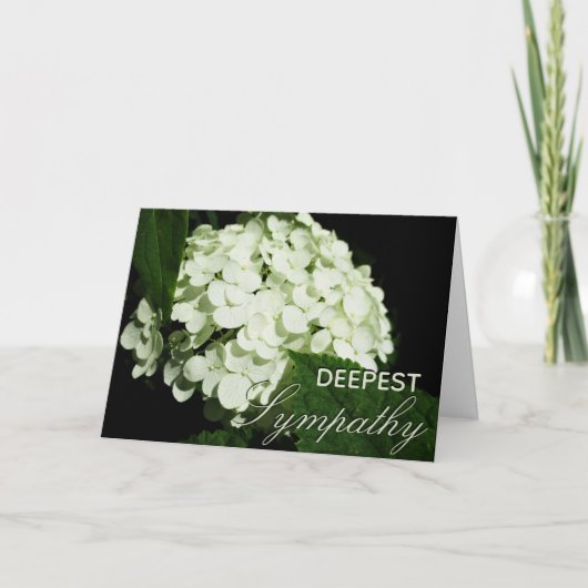 "Deepest Beileid" White Hydrangea Card Karte (Vorderseite)