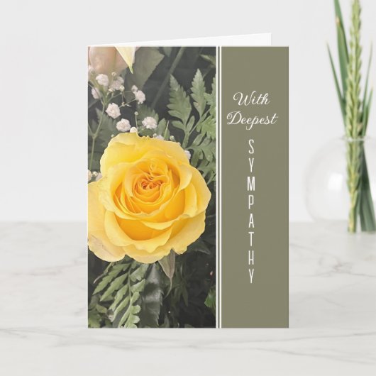 Deepest Sympathy yellow rose greeting Karte (Vorderseite)