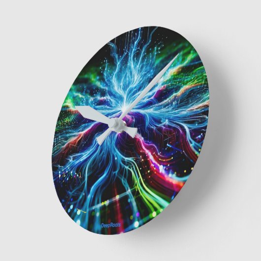 DeepRoots im Cyberspace Runde Wanduhr (Winkel)