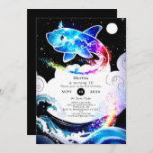 Deepsea Magical Simple Shark Birthday Einladung (Vorne/Hinten)