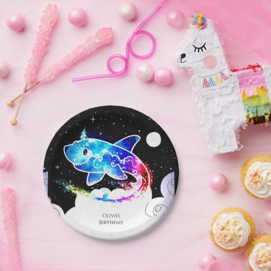 Deepsea Magical Simple Shark Birthday Pappteller (Party)