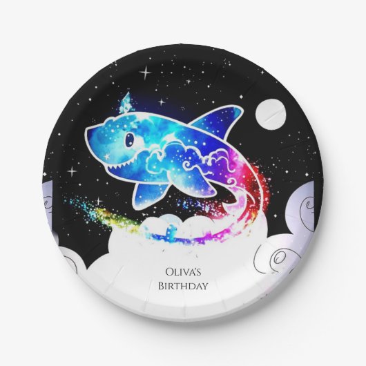 Deepsea Magical Simple Shark Birthday Pappteller (Vorderseite)