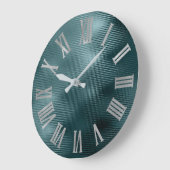 DeepTeal Silver Gray Minimal Metallic römische Zah Große Wanduhr (Winkel)