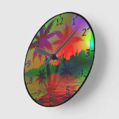 DeepTropical Island Runde Wanduhr (Winkel)