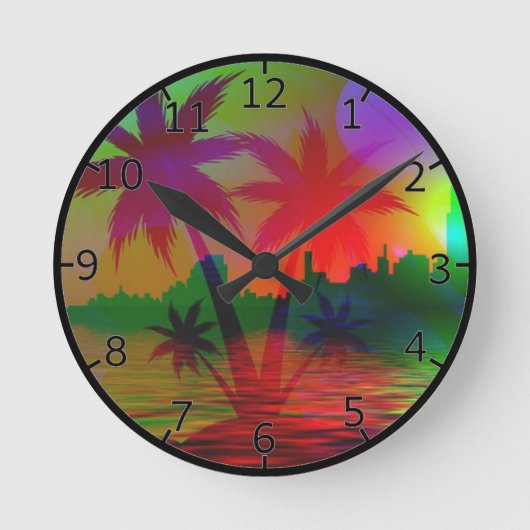 DeepTropical Island Runde Wanduhr (Vorderseite)