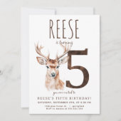 Deer 5. Geburtstagseinladung Einladung (Vorderseite)