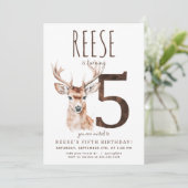 Deer 5. Geburtstagseinladung Einladung (Stehend Vorderseite)