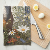 Deer Amid Daisy Blume Geschirrtuch (Viertel Falte)