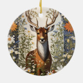 Deer Amid Daisy Blume Keramik Ornament (Hinten)