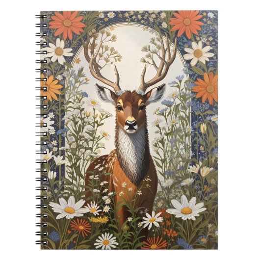 Deer Amid Daisy Blume Notizblock (Vorderseite)