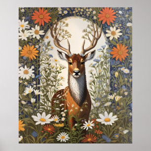 Deer Amid Daisy Blume Poster