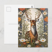 Deer Amid Daisy Blume Postkarte (Vorne/Hinten)