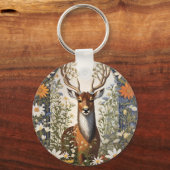 Deer Amid Daisy Blume Schlüsselanhänger (Rückseite)