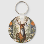 Deer Amid Daisy Blume Schlüsselanhänger (Rückseite)
