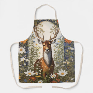 Deer Amid Daisy Blume Schürze