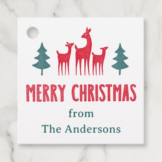 Deer and Christmas trees to from gift labels (Vorderseite)