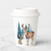Deer and doe with snowy pine tree pappbecher (Rückseite)