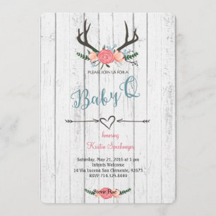 Deer Antler Baby Q Dusche Einladung