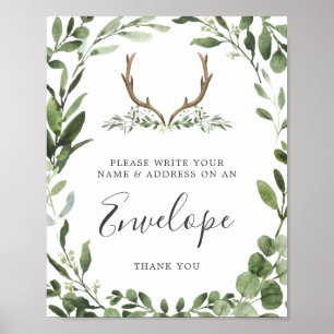 Deer Antler Baby Shower Address Envelope Zeichen Poster