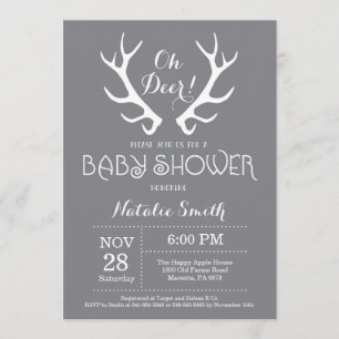 Deer Antler Baby Shower Einladung Gray