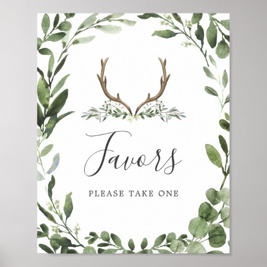 Deer Antler Baby Shower Favors Sign Poster (Vorne)