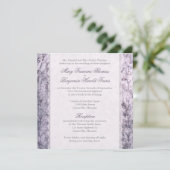 Deer Antler Damask Lilac Lila Wedding Einladung (Stehend Vorderseite)