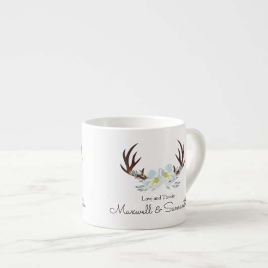 DEER ANTLER Rustikale Sage Green Gastgeschenk Hoch Espressotasse (Vorderseite Rechts)