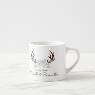 DEER ANTLER Rustikale Sage Green Gastgeschenk Hoch Espressotasse
