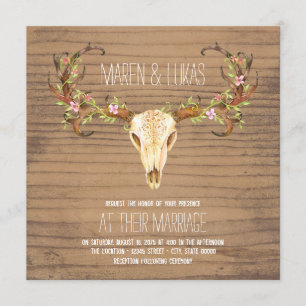 Deer Antler Skull Southwestern Wedding Einladung