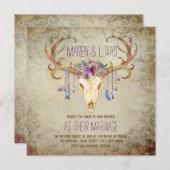 Deer Antler Skull Southwestern Wedding Einladung (Vorne/Hinten)
