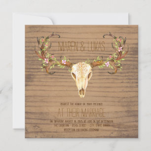 Deer Antler Skull Southwestern Wedding Einladung