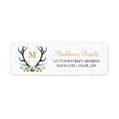Deer Antler Wreath Gold Monogram-Adresse (Vorne)