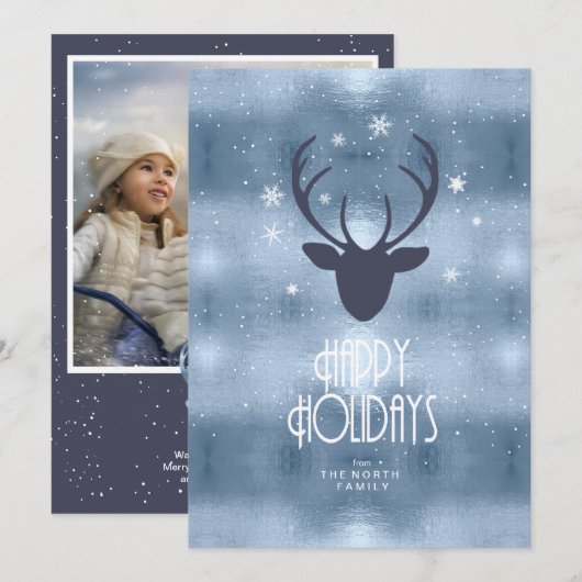 Deer Antlers Arrows Christmas Foto Blue ID861 Ankündigung (Vorne/Hinten)
