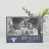 Deer Antlers Arrows Christmas Foto V2 Blue ID861 Einladung (Stehend Vorderseite)