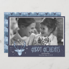 Deer Antlers Arrows Christmas Foto V2 Blue ID861 Einladung