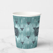 Deer Antlers Arrows Christmas Pattern Aquamarin ID Pappbecher (Rechts)
