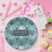 Deer Antlers Arrows Christmas Pattern Aquamarin ID Pappteller (Party)