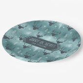 Deer Antlers Arrows Christmas Pattern Aquamarin ID Pappteller (Schrägansicht)
