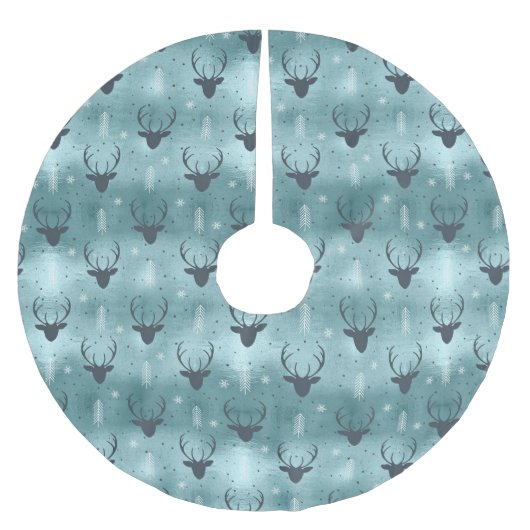 Deer Antlers Arrows Christmas Pattern Aquamarin ID Polyester Weihnachtsbaumdecke (Vorderseite)