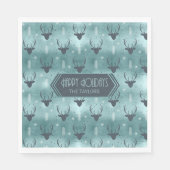 Deer Antlers Arrows Christmas Pattern Aquamarin ID Serviette (Vorderseite)
