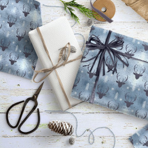 Deer Antlers Arrows Christmas Pattern Blue ID861 Geschenkpapier