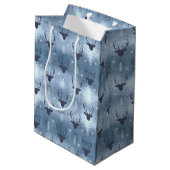 Deer Antlers Arrows Christmas Pattern Blue ID861 Mittlere Geschenktüte (Rückseite Schrägansicht)
