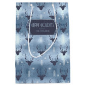 Deer Antlers Arrows Christmas Pattern Blue ID861 Mittlere Geschenktüte (Vorderseite)