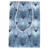 Deer Antlers Arrows Christmas Pattern Blue ID861 Mittlere Geschenktüte (Rückseite)